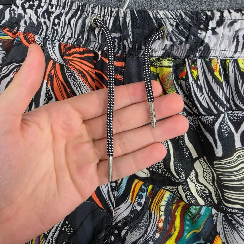 Agua Bendita Swim Trunks Men 36 Tropical Fish Print Mesh Lined Multi Beach Pool